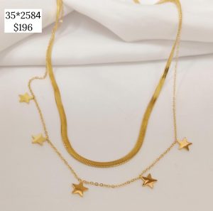 COLLAR DOBLE CADENA PLANCHADA Y CAD CON ESTRELLAS