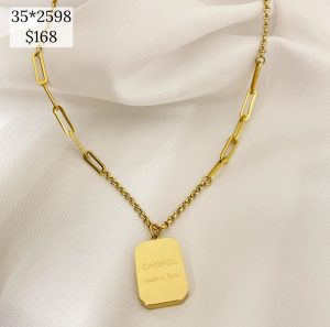 COLLAR DE DOS CADENAS DIJE PLACA MARCADA