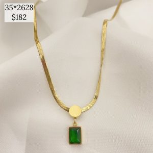 COLLAR CADENA PLANCHA DIJE CON CRISTAL