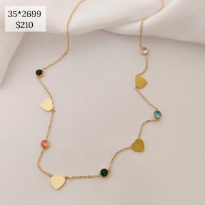 COLLAR CORAZ?N Y ZIRCONIA COLORES ALREDEDOR