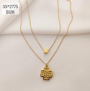 COLLAR DOBLE CUBO Y CRUZ ANCHA