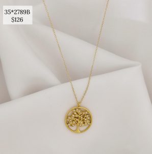 COLLAR DIJE CIRCULO CON ARBOL CZ