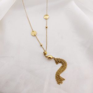 COLLAR CORBATERO CIRCULOS Y CADENAS COLGANTES