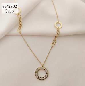 COLLAR DOBLE CADENA CIRCULO CON ZIRCONIAS