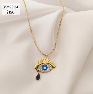 COLLAR DIJE OJO CON ZIRCONIA COLGANDO