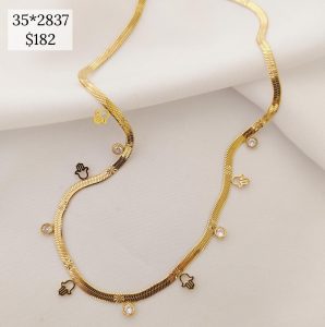 COLLAR CADENA PLANCHADA MANOS Y ZIRCONIAS