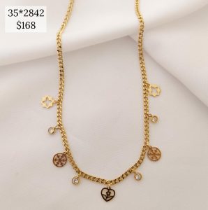 COLLAR BRUJULA, ROMBOS, CORAZ?N Y ZIRCONIAS