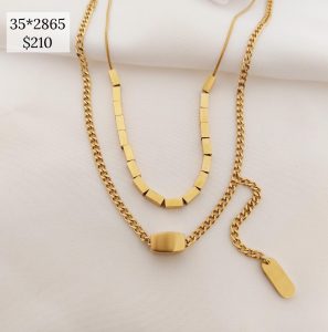 COLLAR DOBLE CADENA CON RECTANGULOS