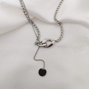 COLLAR CAD PLANCHADA CON ENGRANES GRANDES Y DIJE DISCO COLGANDO