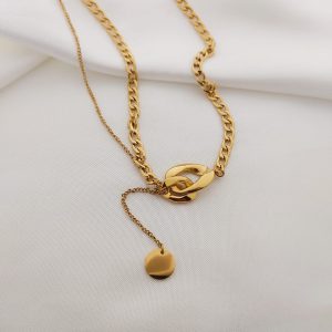 COLLAR CAD PLANCHADA CON ENGRANES GRANDES Y DIJE DISCO COLGANDO