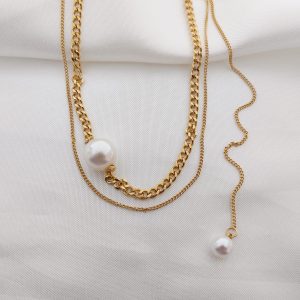 COLLAR CAD PLANCHADA CON 2 PERLAS DOS TAMA?OS