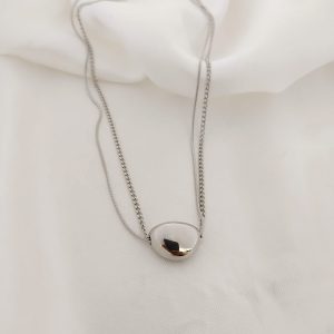 COLLAR CADENA DOBLE CON DIJE OVALADO AL CENTRO