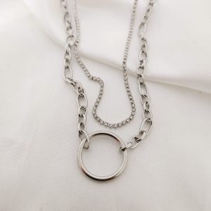 COLLAR DIJE ARO DOBLE CADENAS DIFERENTES