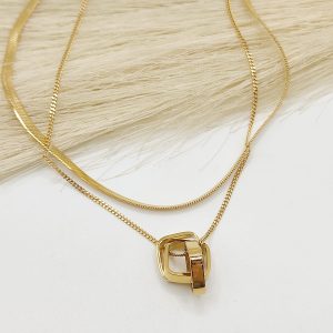 CADENA DOBLE DIJE AROS