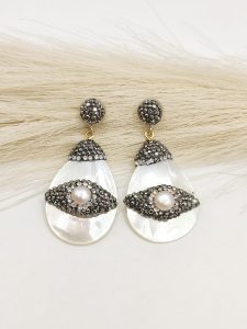 ARETE GOTA MADRE PERLA OJO TURCO