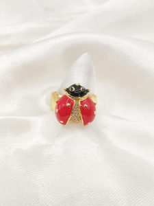 ANILLO CATARINA ROJA CENTRO CIRCONIA PAVE