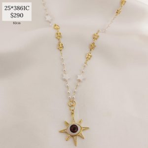COLLAR PERLA DIJE ESTRELLA CON OJO SALTON