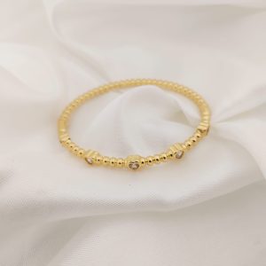 PULSO RIGIDO BOLITAS ZIRCONIAS DE CORAZÓN