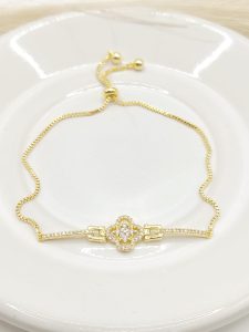 PULSO AJUSTABLE FLOR CON BARRAS LATERALES CZ